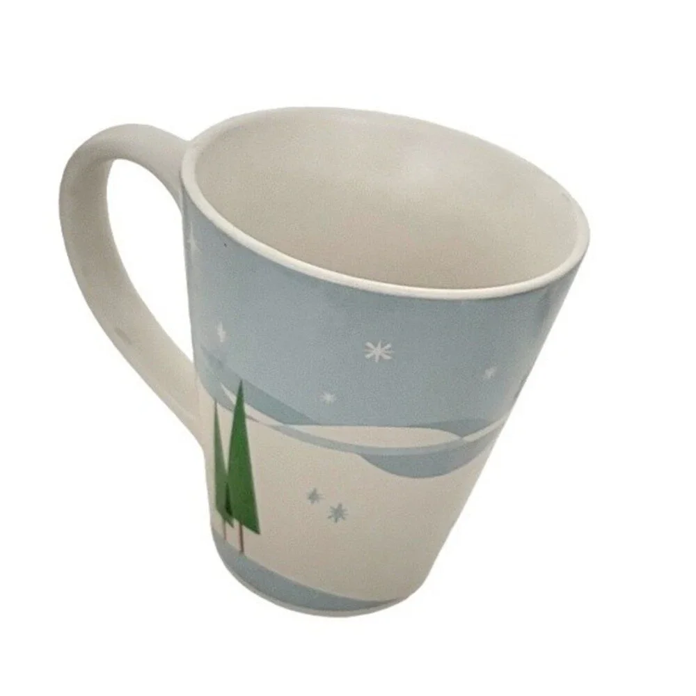 STARBUCKS Mug Holiday 2011 Light Blue White Trees Christmas
